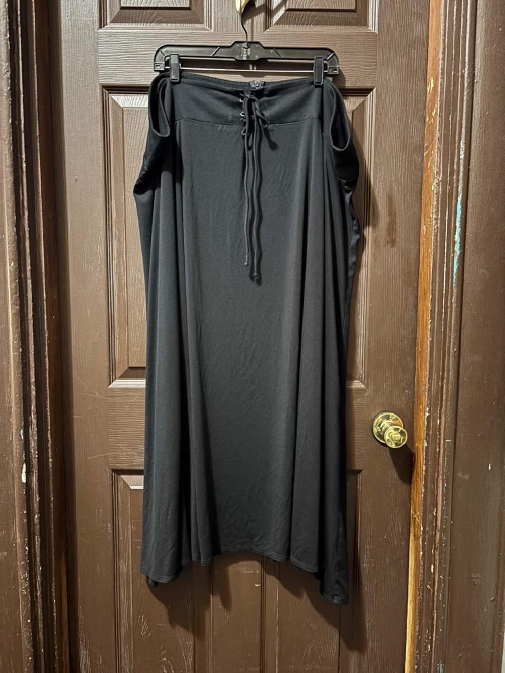 Foxblood Black Lace-Up Waistband Maxi Skirt